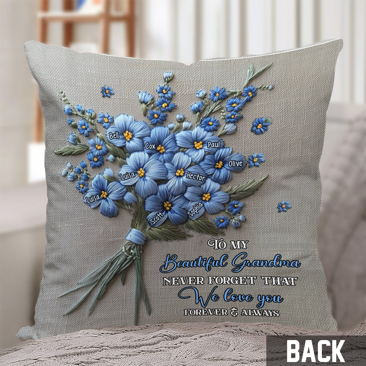 N'oublie jamais que je t'aime - Coussin décoratif personnalisé pour grand-mère