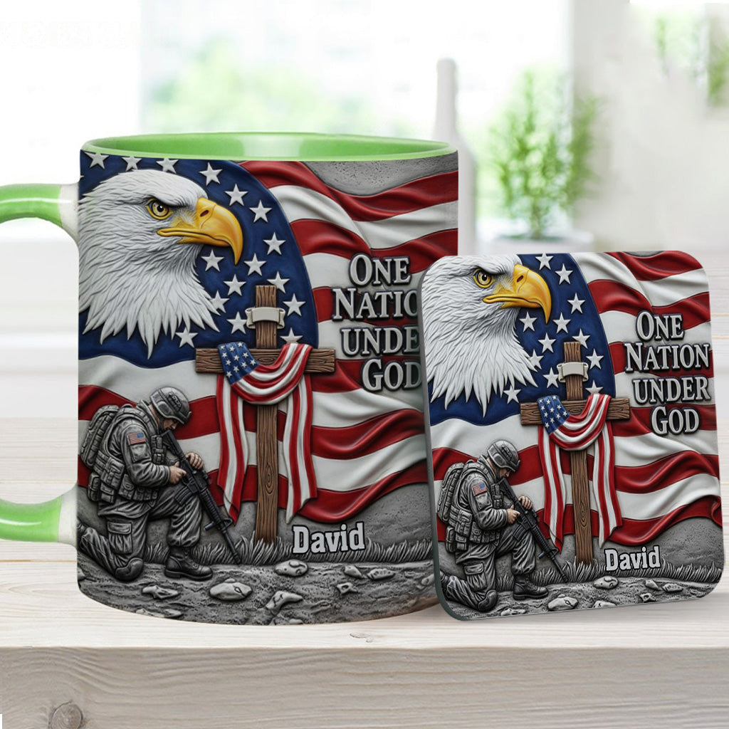 One Nation Under God - Personalized Bald Eagle Accent Mug