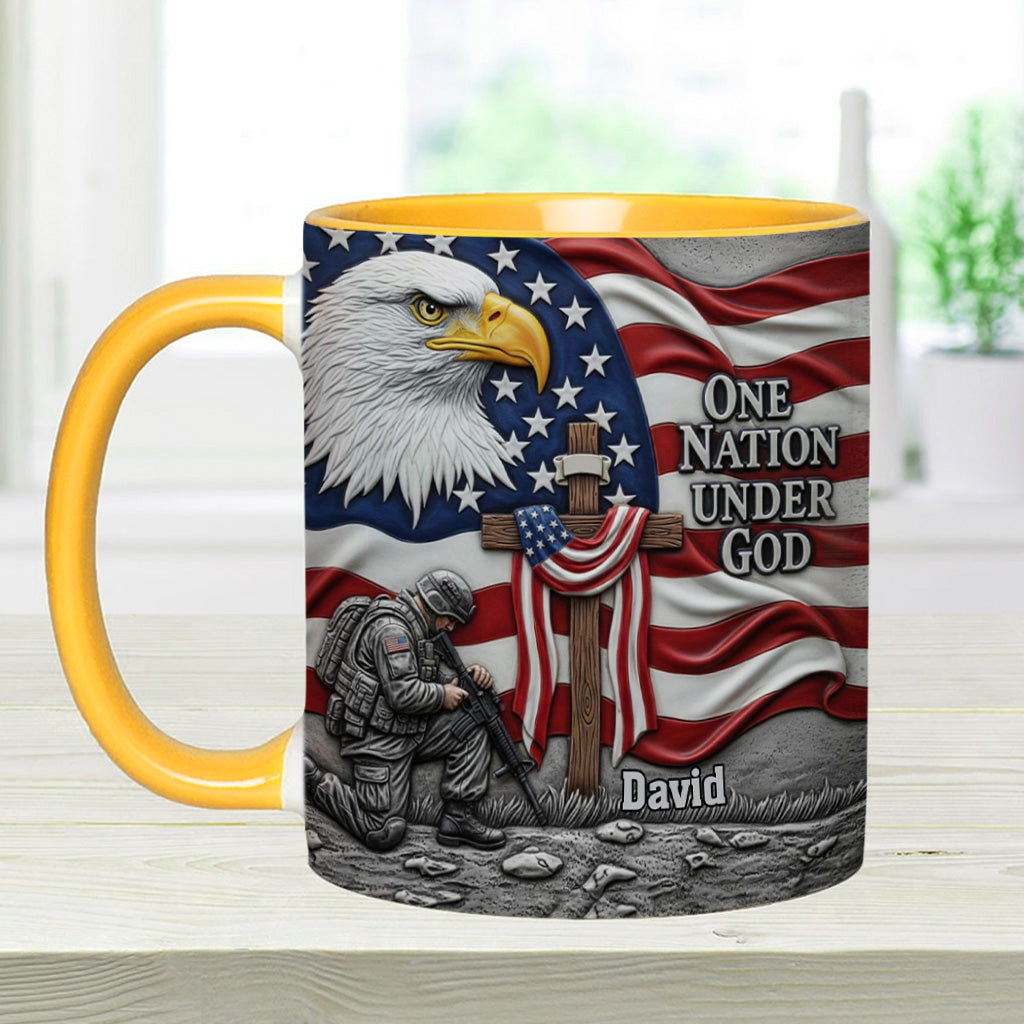 One Nation Under God - Personalized Bald Eagle Accent Mug