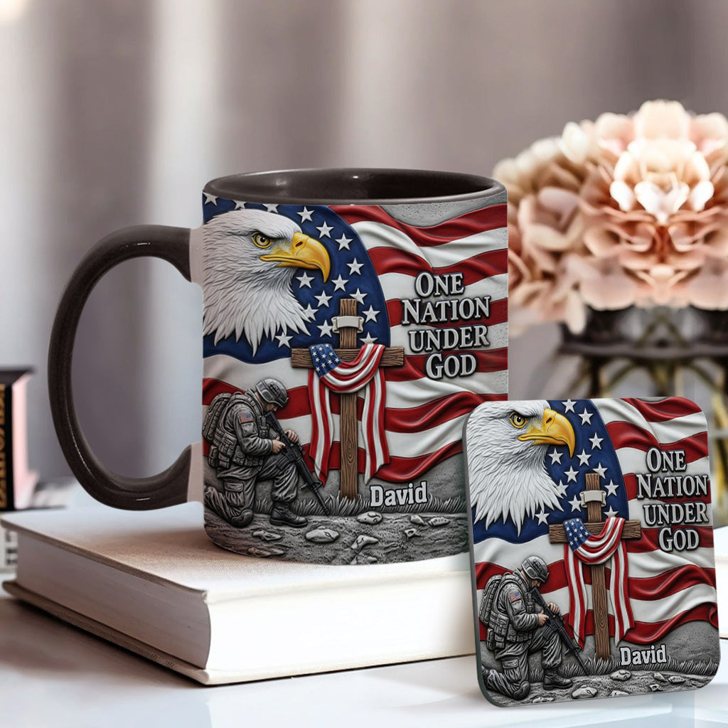 One Nation Under God - Personalized Bald Eagle Accent Mug