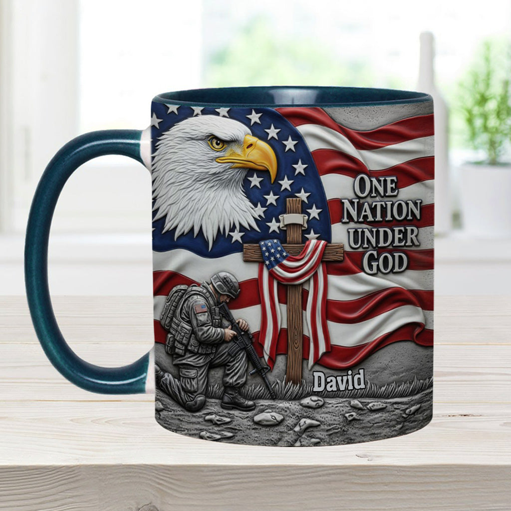 One Nation Under God - Personalized Bald Eagle Accent Mug