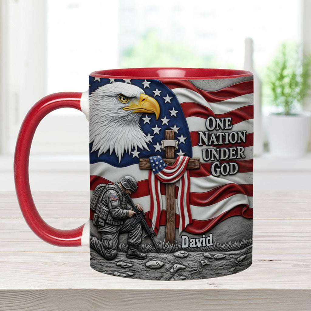 One Nation Under God - Personalized Bald Eagle Accent Mug