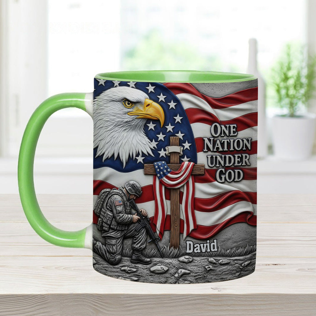 One Nation Under God - Personalized Bald Eagle Accent Mug