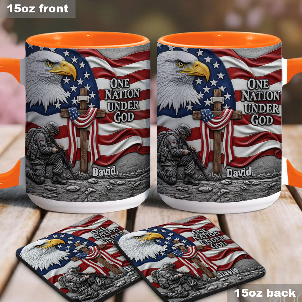 One Nation Under God - Personalized Bald Eagle Accent Mug