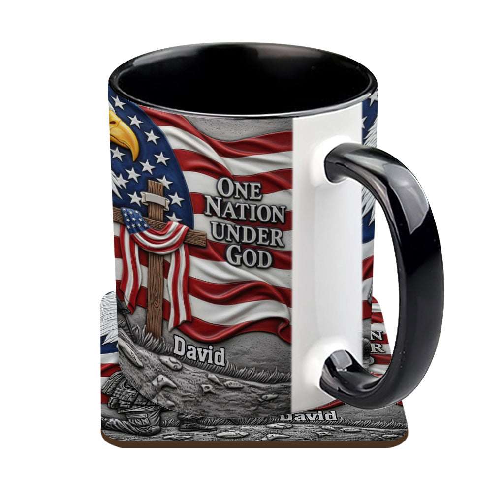 One Nation Under God - Personalized Bald Eagle Accent Mug