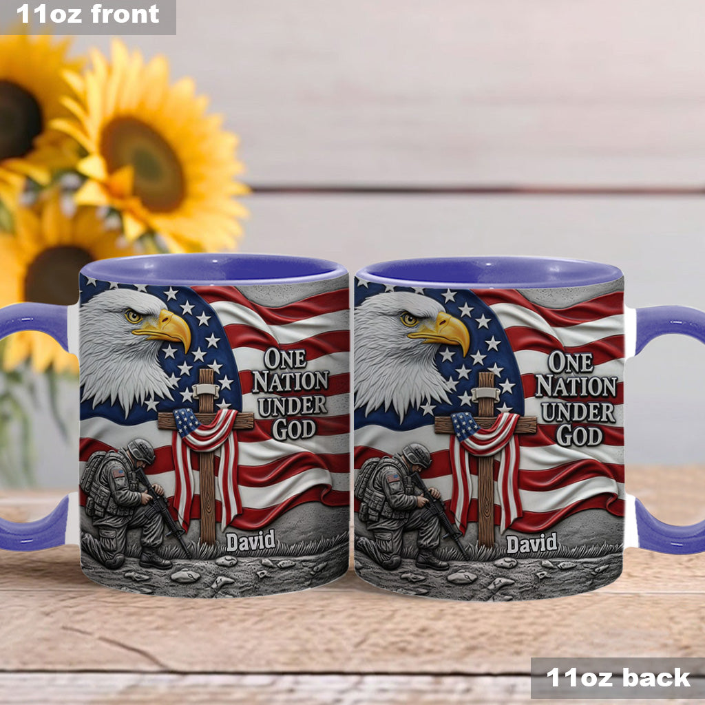 One Nation Under God - Personalized Bald Eagle Accent Mug