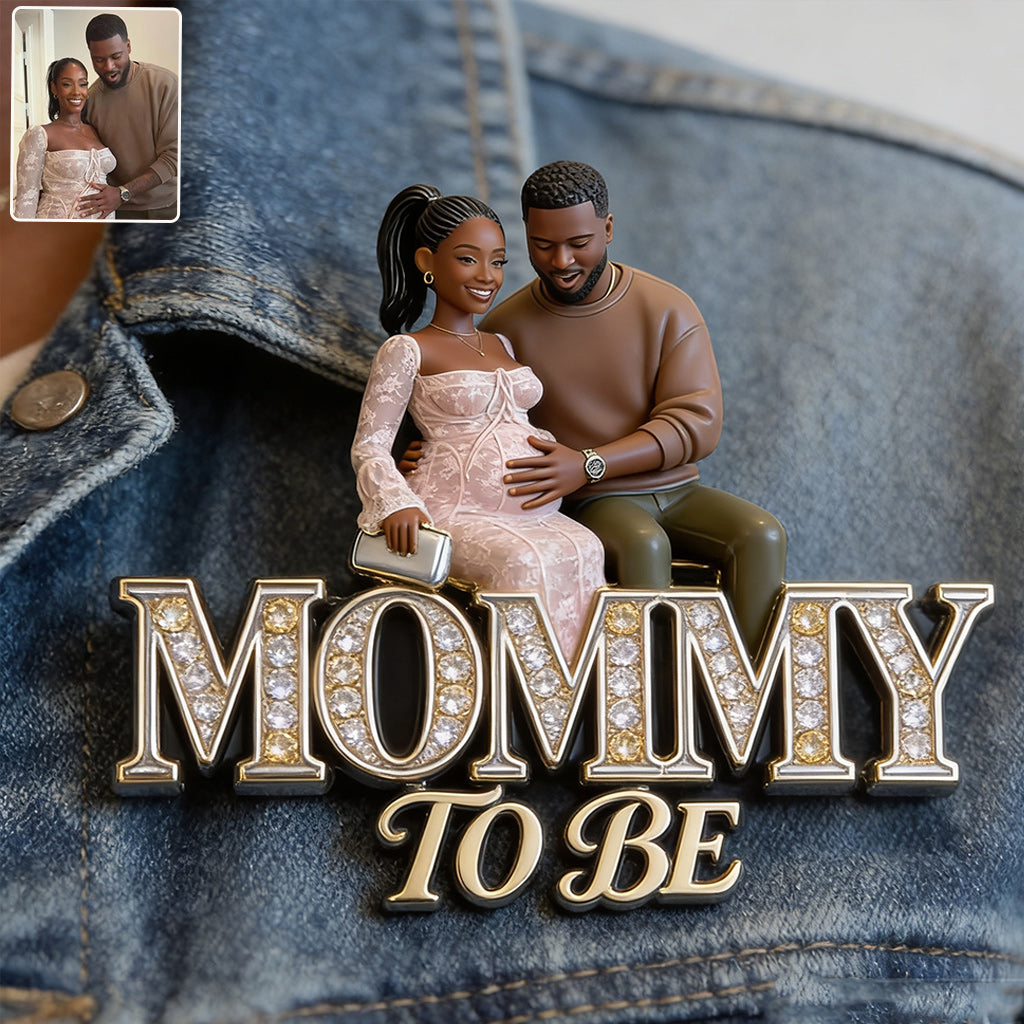 Maman/ Papa/ Mamie... À Venir, Épingle de Fête de Bébé Personnalisée - Épingle Émaillée 3D Embossée