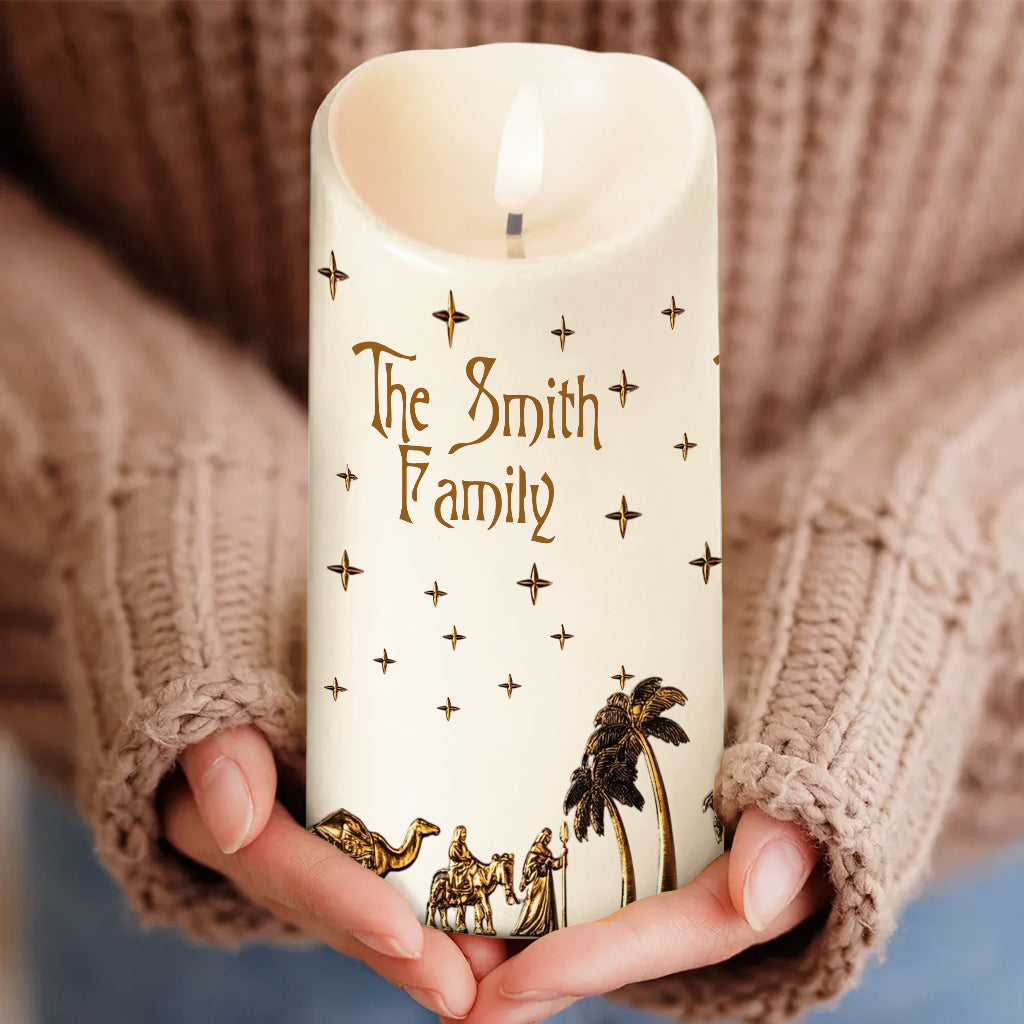 Crèche - Bougie chrétienne personnalisée sans flamme
