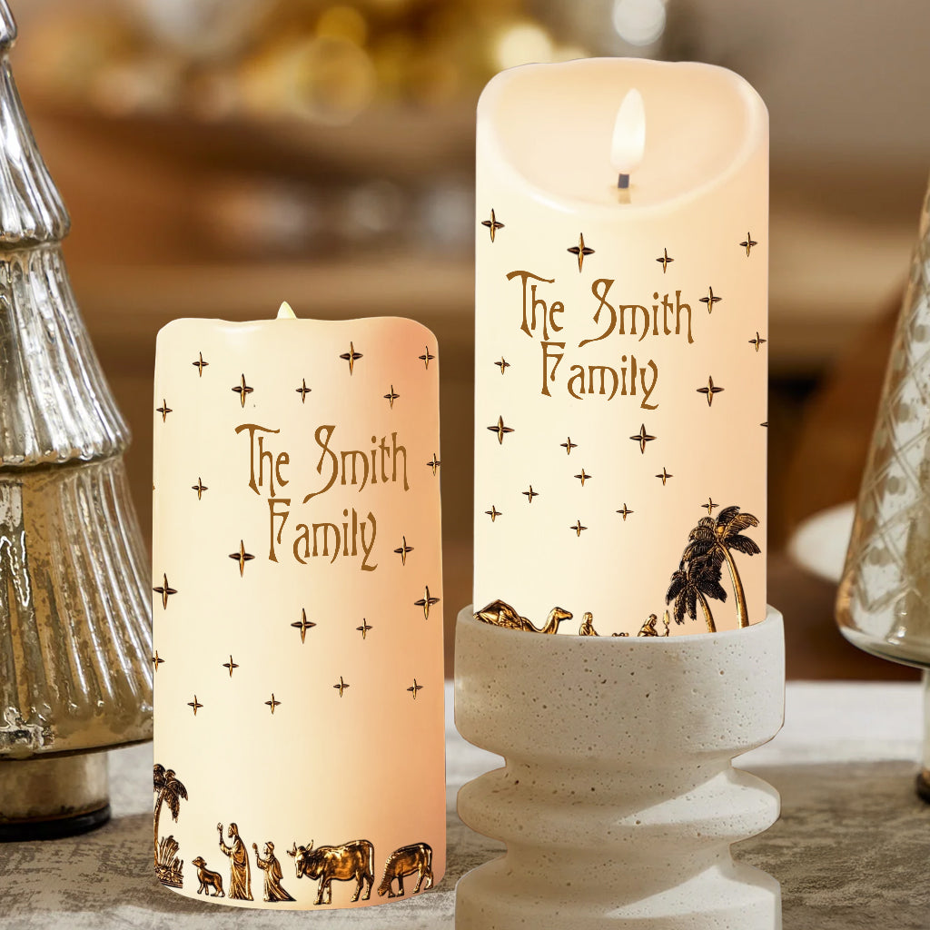 Crèche - Bougie chrétienne personnalisée sans flamme