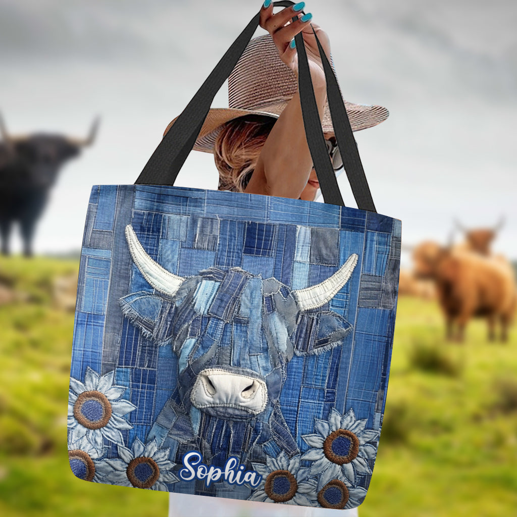 Juste une fille qui aime les vaches des Highlands - Sac fourre-tout personnalisé avec vache des Highlands
