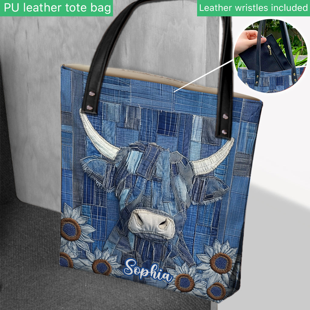 Juste une fille qui aime les vaches des Highlands - Sac fourre-tout personnalisé avec vache des Highlands