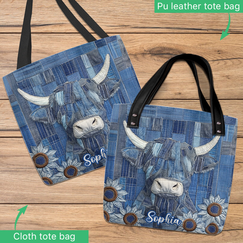Juste une fille qui aime les vaches des Highlands - Sac fourre-tout personnalisé avec vache des Highlands