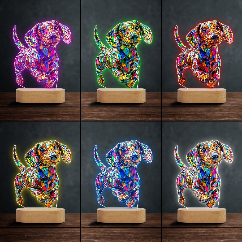Adorable teckel - Plaque lumineuse personnalisée en forme de teckel