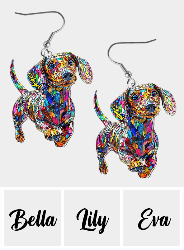J'aime mon chien - Boucles d'oreilles teckel personnalisées