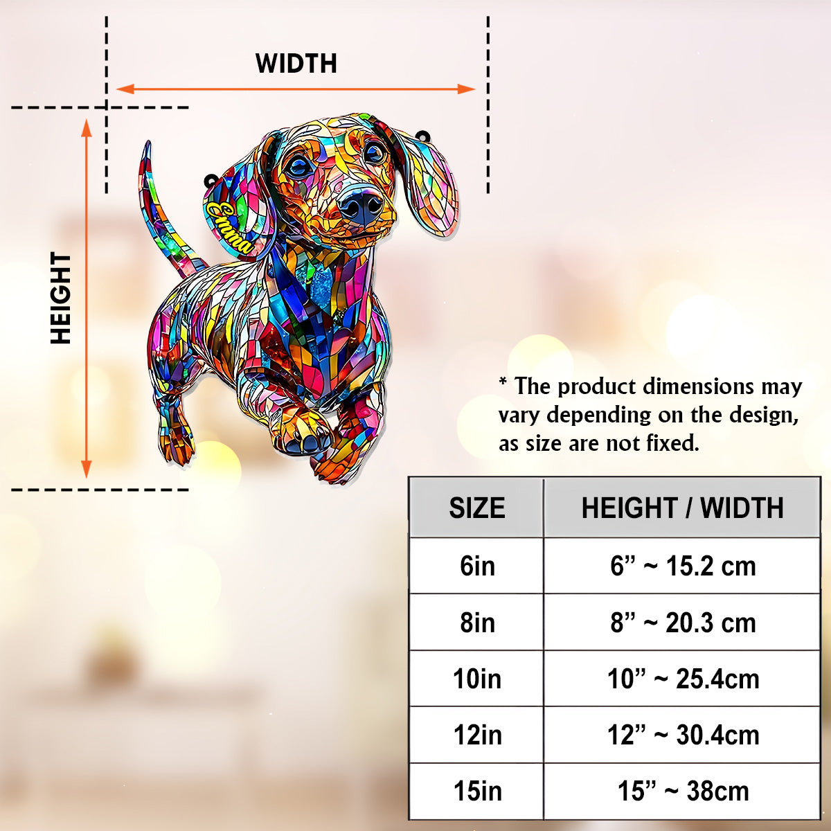 J'adore les teckels - Décoration attrape-soleil personnalisée à suspendre à la fenêtre, motif teckel 