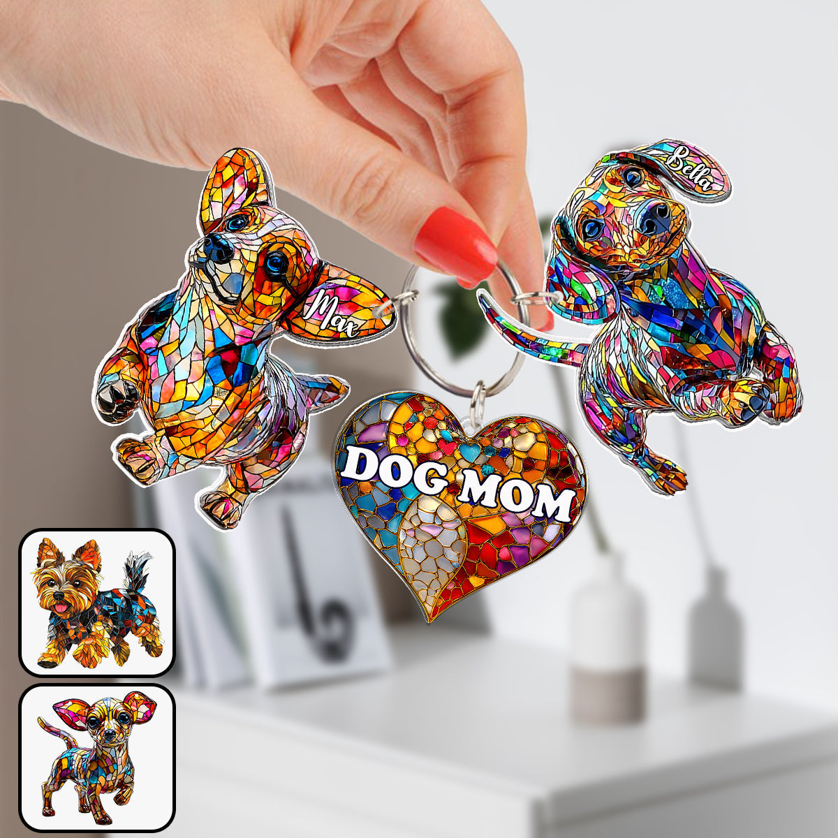 Maman de chien - Porte-clés personnalisé pour chien avec breloques