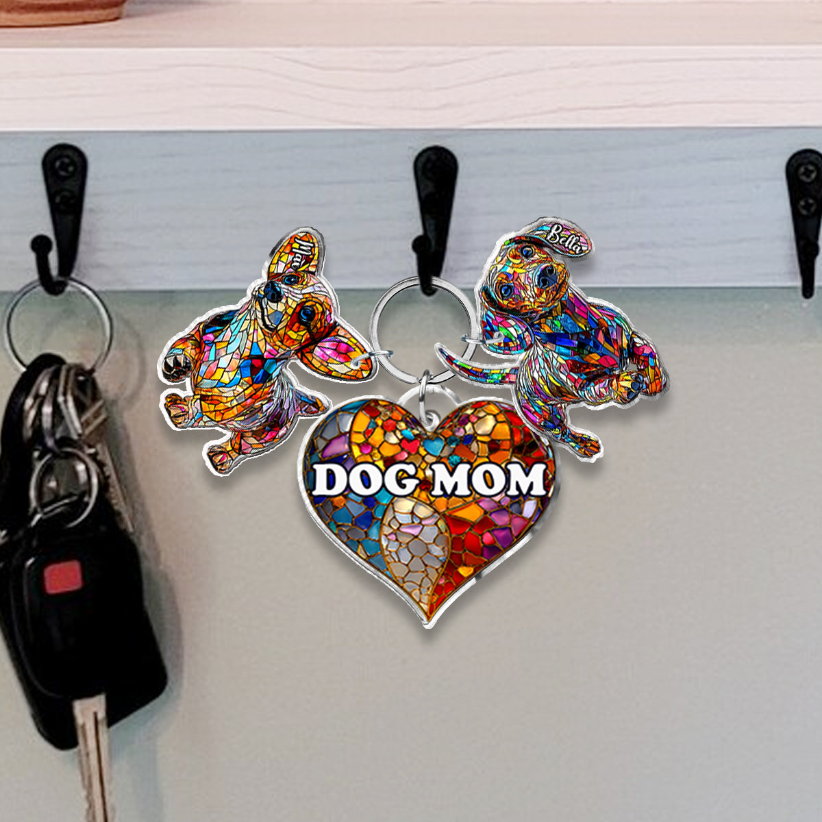 Maman de chien - Porte-clés personnalisé pour chien avec breloques