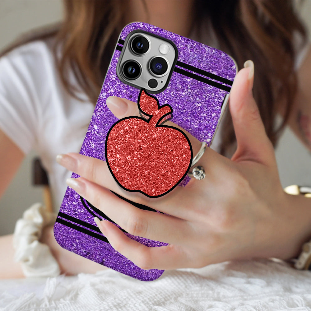 Coque de téléphone et support pour téléphone personnalisés avec motif crayon à paillettes artificielles - Design crayon à paillettes artificielles - Impression intégrale - Motif pour enseignant