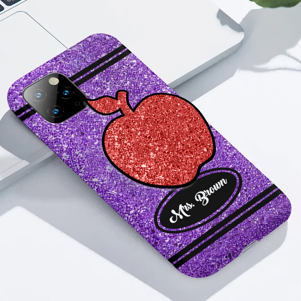 Coque de téléphone et support pour téléphone personnalisés avec motif crayon à paillettes artificielles - Design crayon à paillettes artificielles - Impression intégrale - Motif pour enseignant