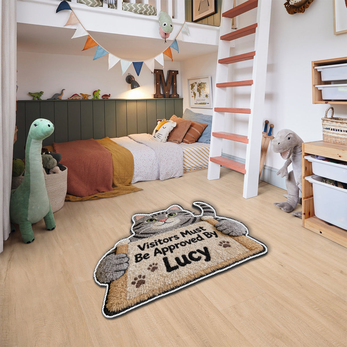 Tous les visiteurs doivent être approuvés par - Tapis tufté antidérapant personnalisé pour animaux de compagnie