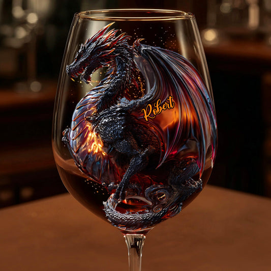 Dragon fantastique - Verre à vin personnalisé avec longue tige