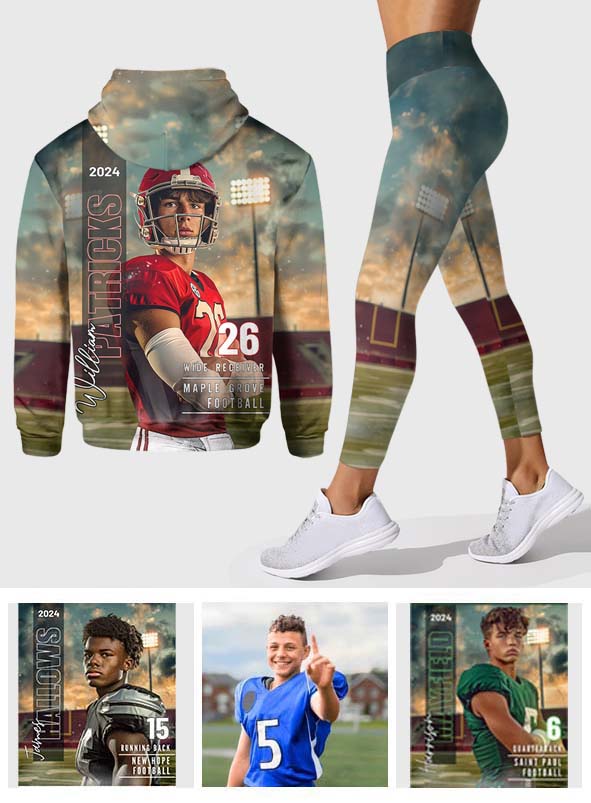 Tout sport, nom, poste, numéro, équipe… - Sweat à capuche et legging de football personnalisés