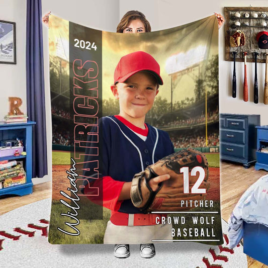 Couverture de baseball personnalisée avec photo, nom, école...