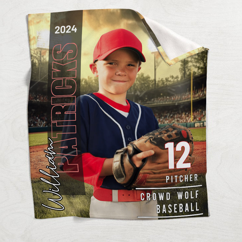 Any Photo, Name, School... - Personalized Baseball Blanket