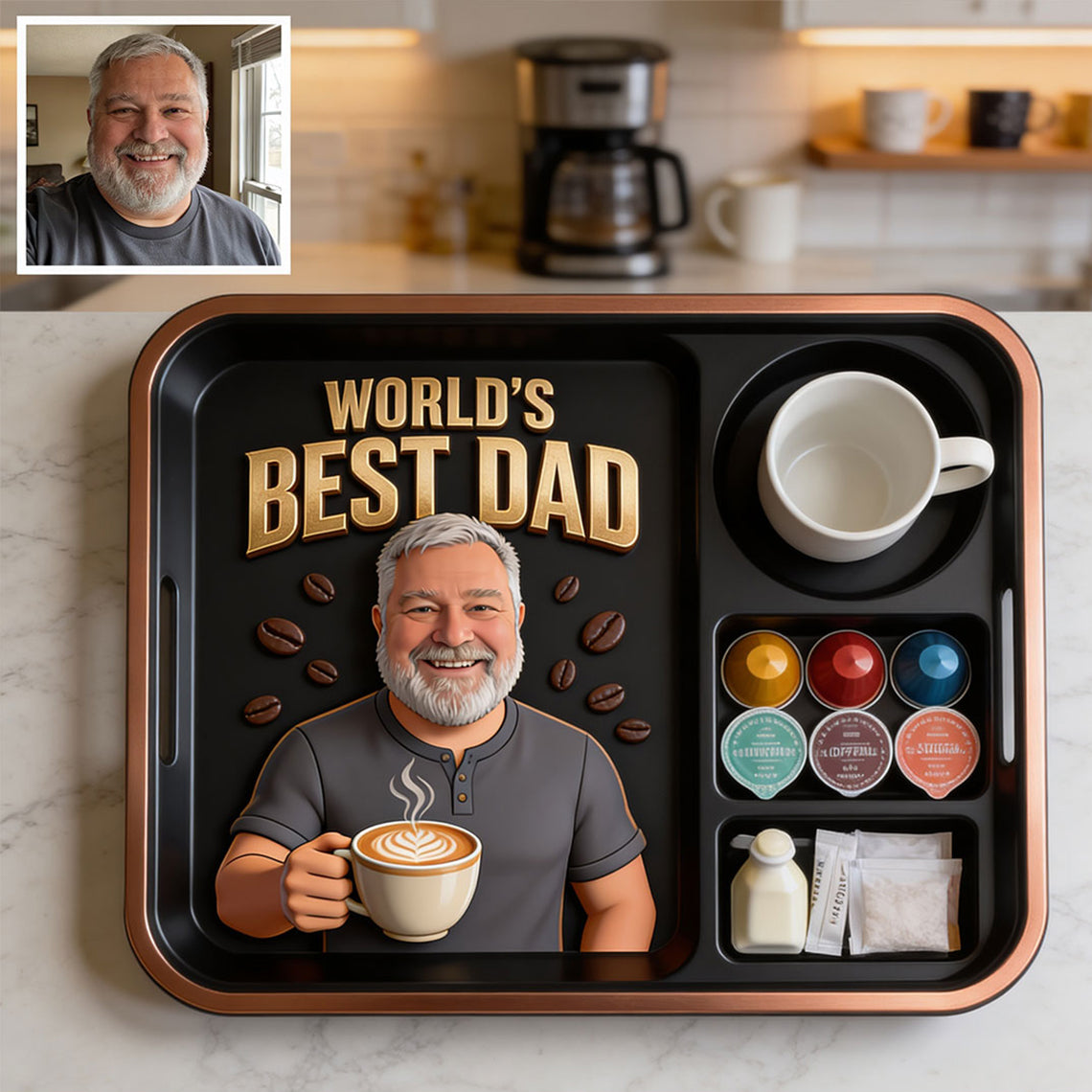 Papa Aime le Café - Plateau Personnalisé