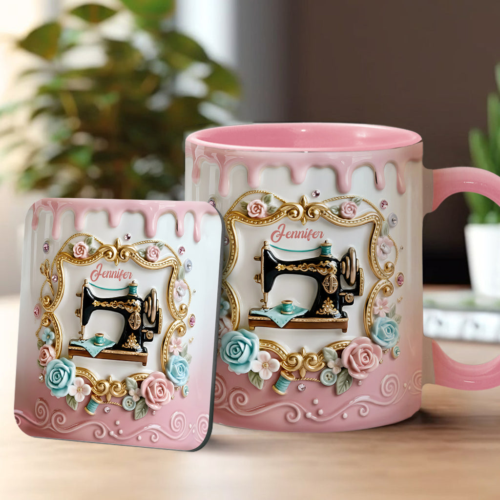 Machine à coudre magnifique - Mug et sous-verre personnalisés sur le thème de la couture