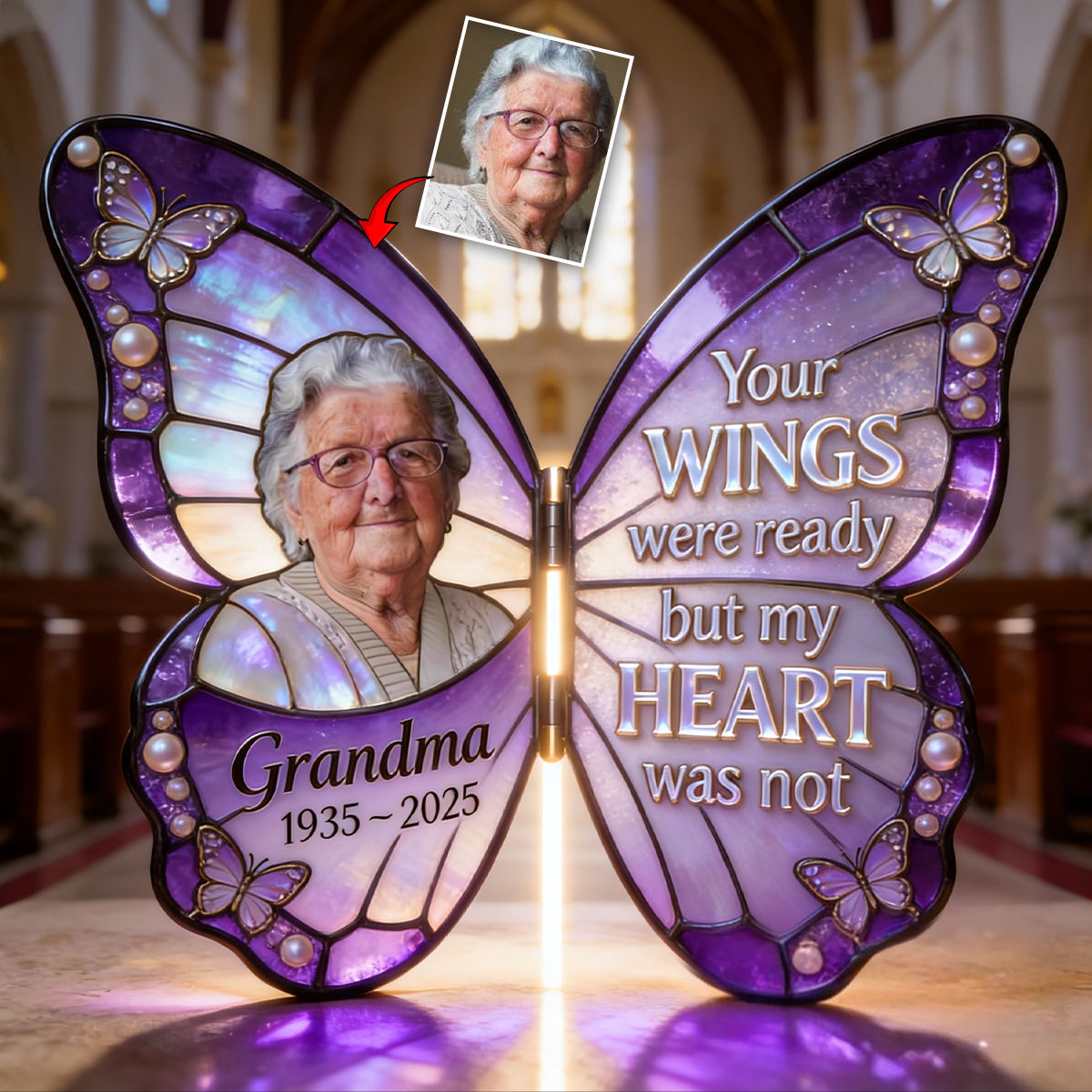 Custom From Any Photo - Your Wings Were Ready - Personalized Memorial Acrylic Diptych