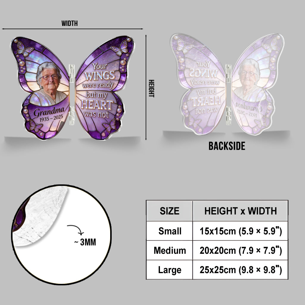 Custom From Any Photo - Your Wings Were Ready - Personalized Memorial Acrylic Diptych