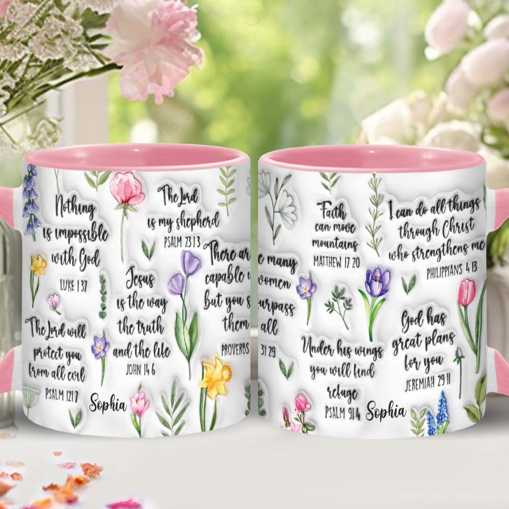 Bible Verse Floral - Personalized Christian Accent Mug