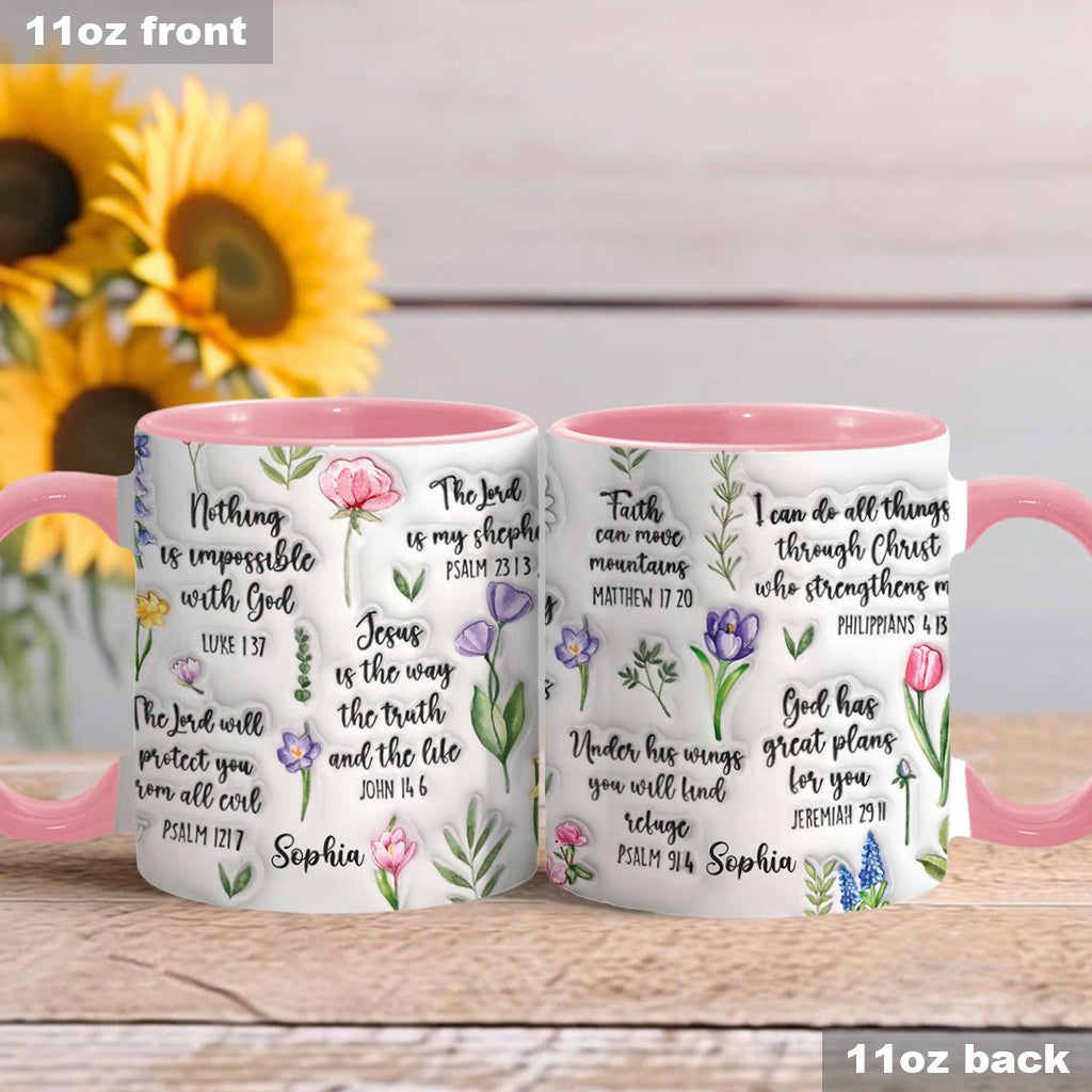 Bible Verse Floral - Personalized Christian Accent Mug