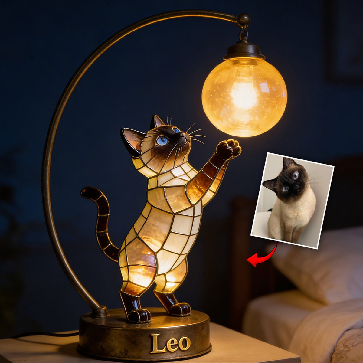 Any Photo Funny Pet Bitting Wire - Personalized Cat Acrylic LED Night Light