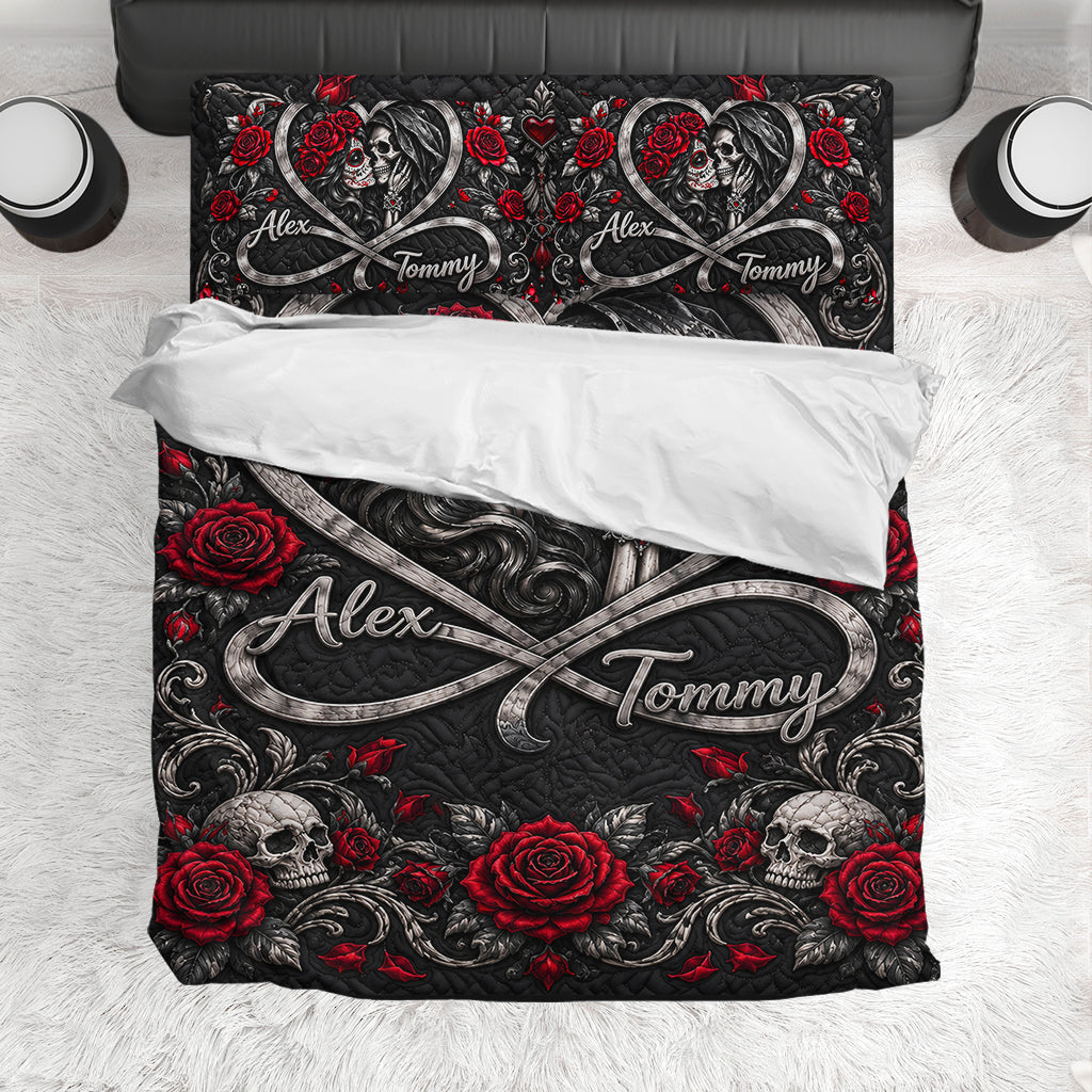 Love You Infinite - Personalized Skull Quilt Set