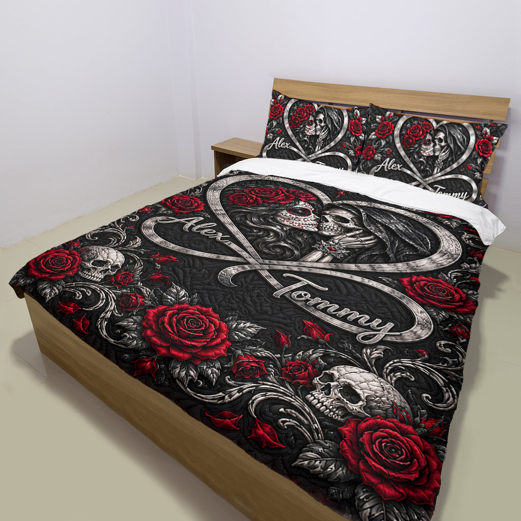 Love You Infinite - Personalized Skull Quilt Set