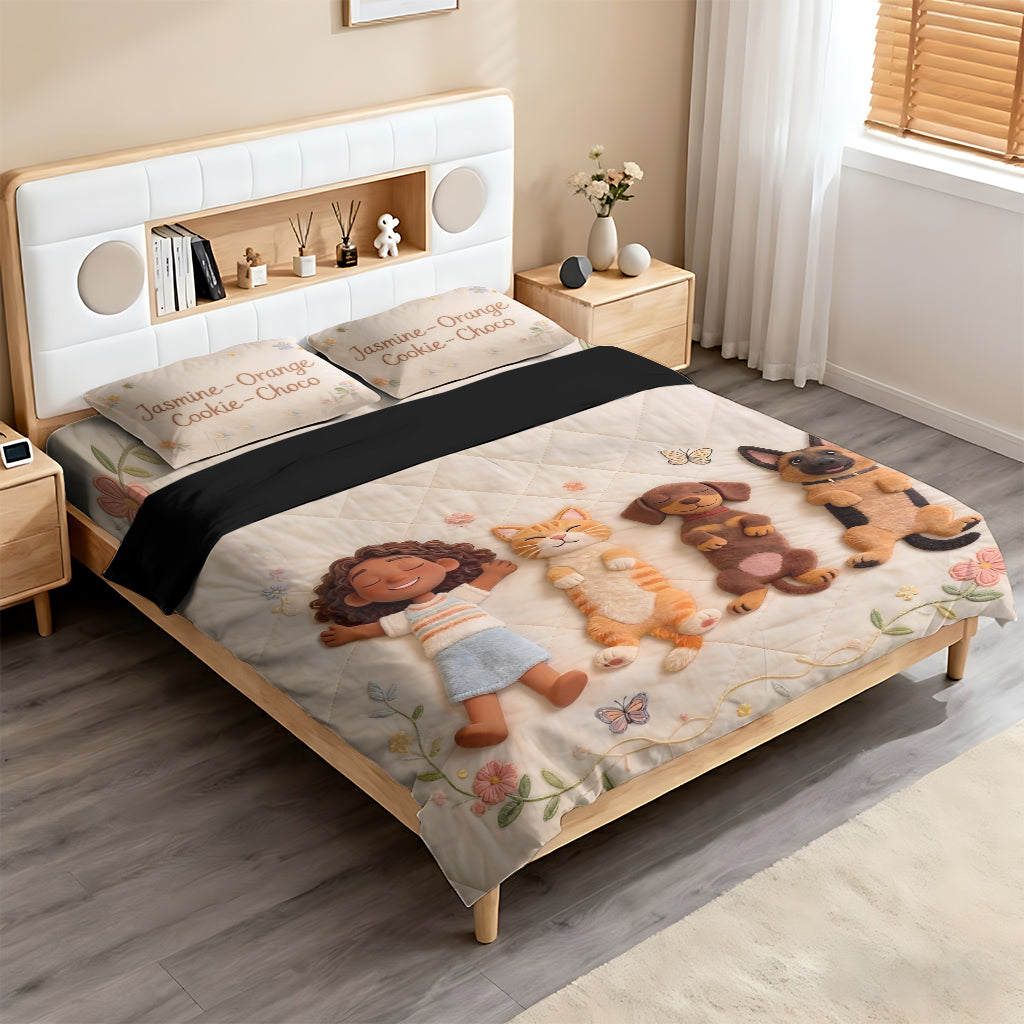 Upload Photo With Pets - Personalized Dog Bedding Set