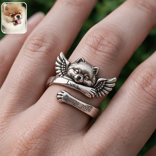 I Will Carry You With Me Until We See Again - Personalized Dog Adjustable Shaped Ring