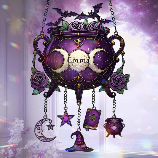 Outils de sorcière magiques - Attrape-soleil personnalisé à suspendre à la fenêtre avec breloques