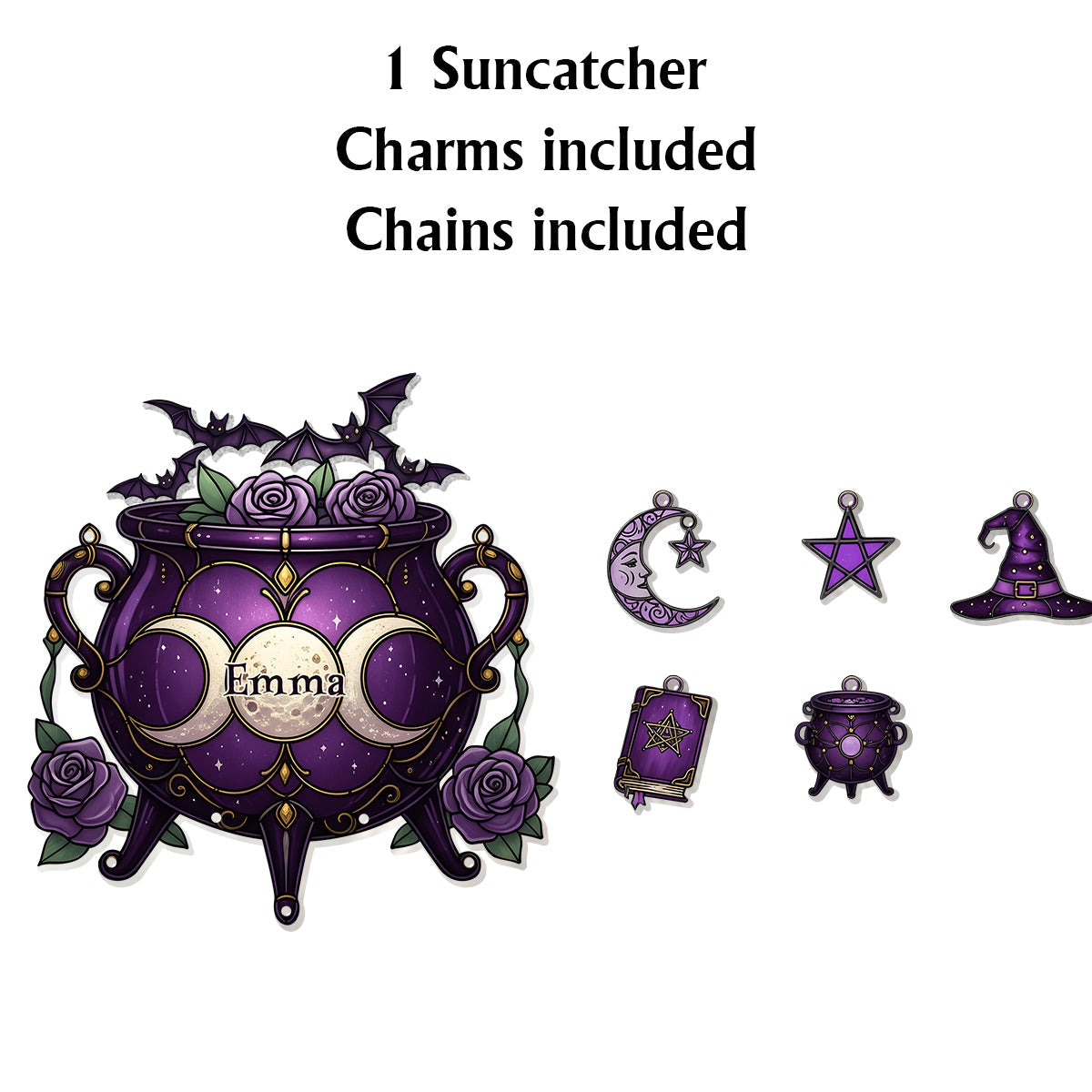 Outils de sorcière magiques - Attrape-soleil personnalisé à suspendre à la fenêtre avec breloques