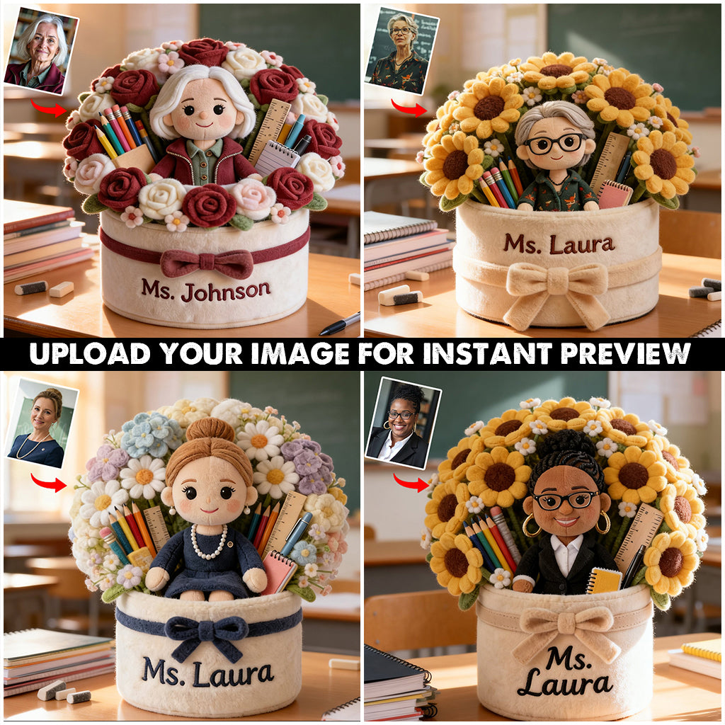 Teacher Plush Bouquet - Personalized Teacher Premium Faux Fur Pillow