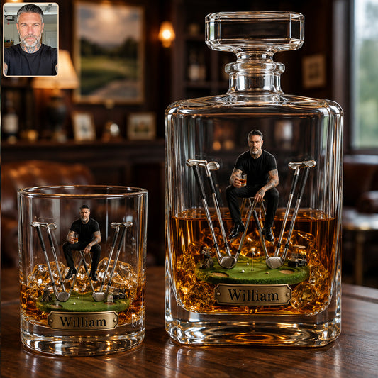 Initiale Alphabet Pour Amateurs de Golf - Ensemble de Décanteur à Whisky Personnalisé