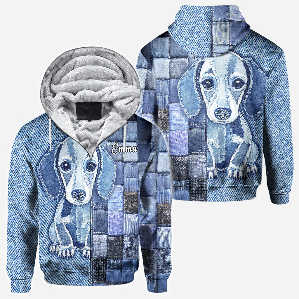 T-shirt personnalisé « J’adore les teckels » avec un chien.