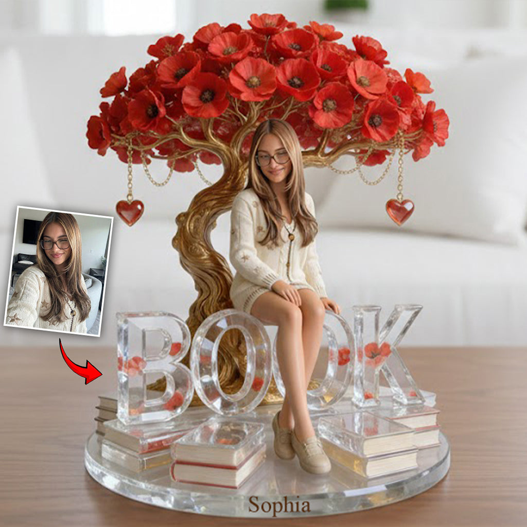 Une fille qui aime les livres - Plaque acrylique personnalisée en forme de livre