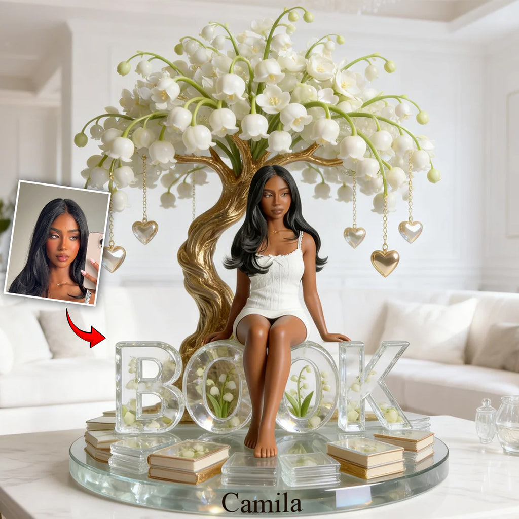 Une fille qui aime les livres - Plaque acrylique personnalisée en forme de livre