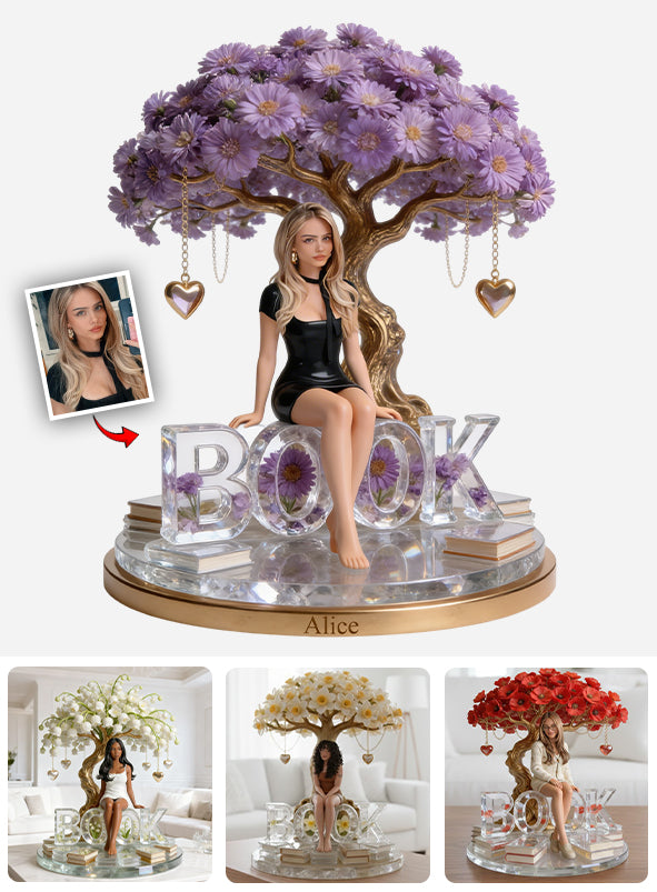 Une fille qui aime les livres - Plaque acrylique personnalisée en forme de livre