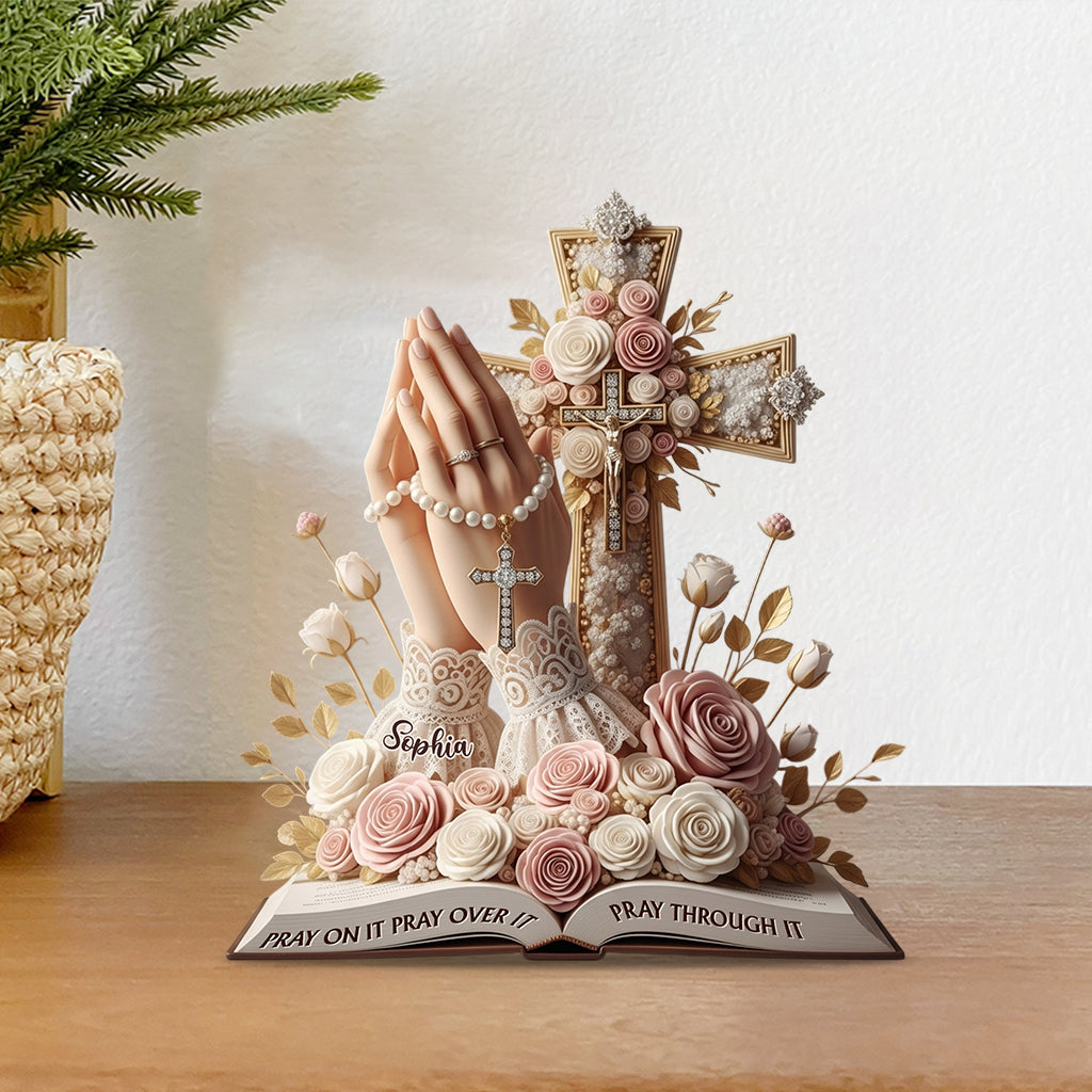 Priez à ce sujet, priez pour cela, priez pendant cette épreuve - Plaque acrylique chrétienne personnalisée en forme de pièce