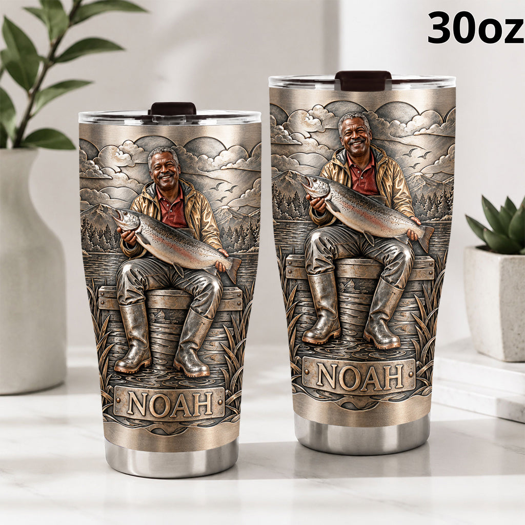 Fisherman With Big Fish - Personalized Fishing Tumbler