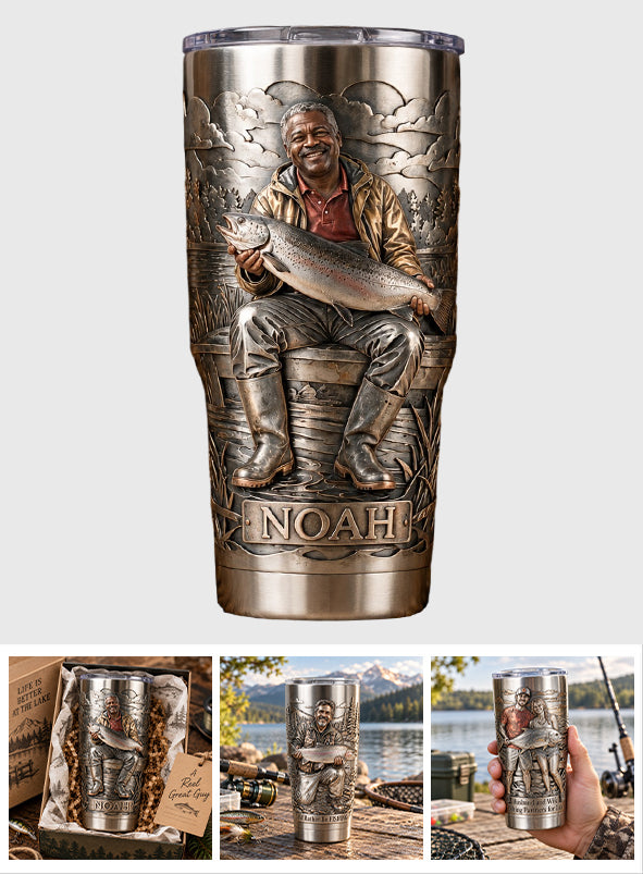 Fisherman With Big Fish - Personalized Fishing Tumbler